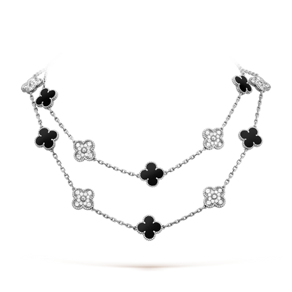 [NOBLE AURA]CLOVER 20 MOTIFS ONYX DIAMOND SILVER