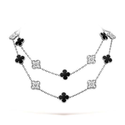 [NOBLE AURA]CLOVER 20 MOTIFS ONYX DIAMOND SILVER