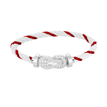 [NOBLE AURA]CHANCE LARGE 8 FIGURE BUCKLE HALF DIAMOND BRACELET SILVER