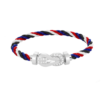 [NOBLE AURA]CHANCE LARGE 8 FIGURE BUCKLE HALF DIAMOND BRACELET SILVER