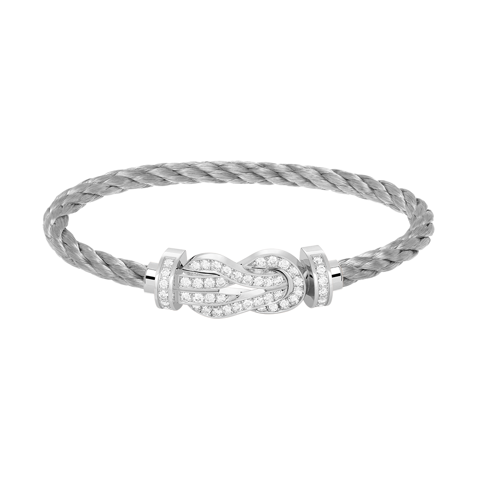 [NOBLE AURA]CHANCE LARGE 8 FIGURE BUCKLE FULL DIAMOND BRACELET SILVER