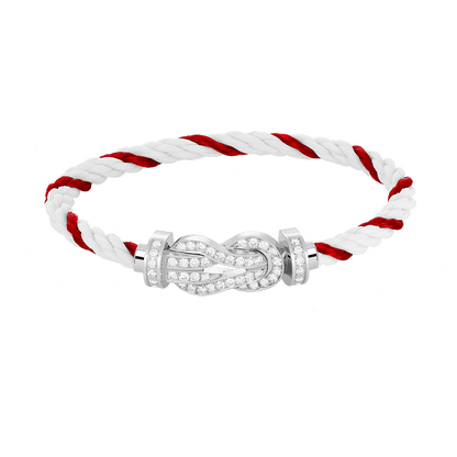 [NOBLE AURA]CHANCE LARGE 8 FIGURE BUCKLE FULL DIAMOND BRACELET SILVER