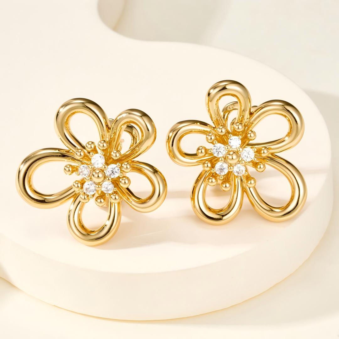 [NOBLE AURA] FLOWERLACE EARRING 5 DIAMONDS