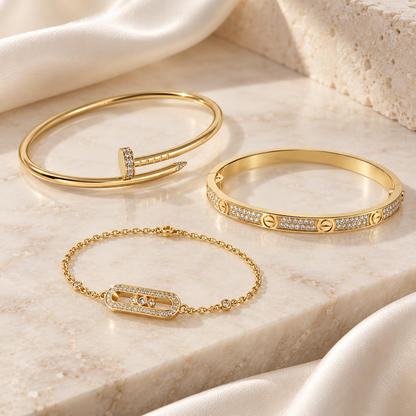 [NOBLE AURA] LOVE & JUSTE Baby Move Diamond Bracelet Stack Set