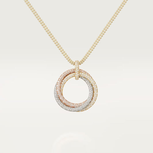 [NOBLE AURA] TRINITY LARGE FULL DIAMOND  NECKLACE