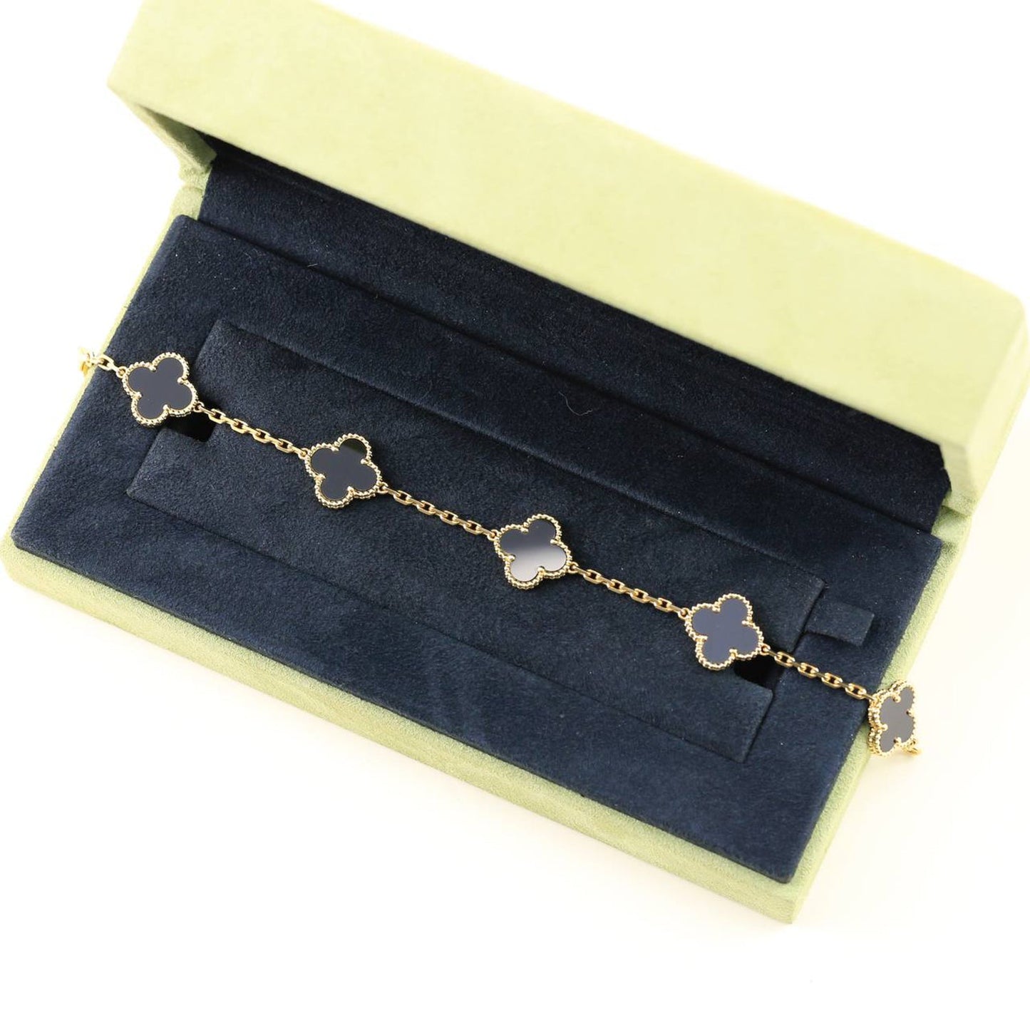 [NOBLE AURA] CLOVER 5 MOTIF ONYXS BRACELET COLLECTION