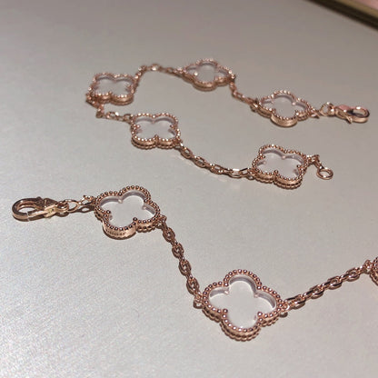 [NOBLE AURA]CLOVER 5 MOTIF ROCK CRYSTAL BRACELET