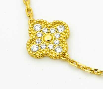 [NOBLE AURA] CLASH & Clover Laser 5-Motif & LOVE Brushed Bracelet Stack Set