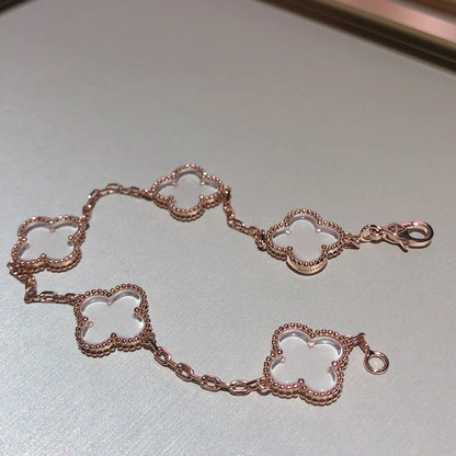 [NOBLE AURA]CLOVER 5 MOTIF ROCK CRYSTAL BRACELET