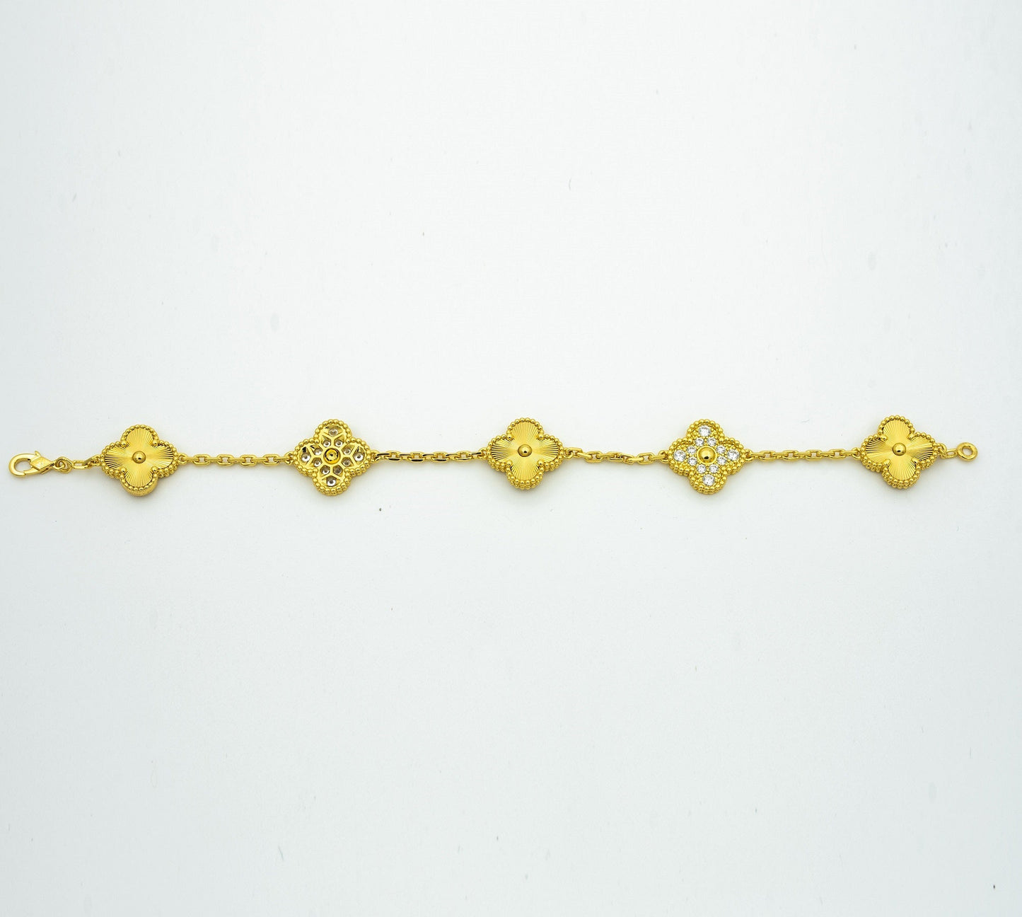 [NOBLE AURA]CLOVER BRACELET 5 MOTIFS GOLD DIAMOND