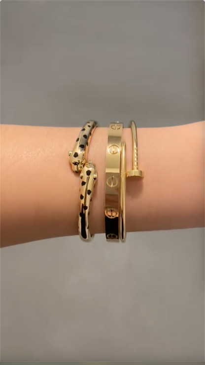 [NOBLE AURA] Panthère & LOVE  & JUSTE  Diamond Bracelet Stack Set