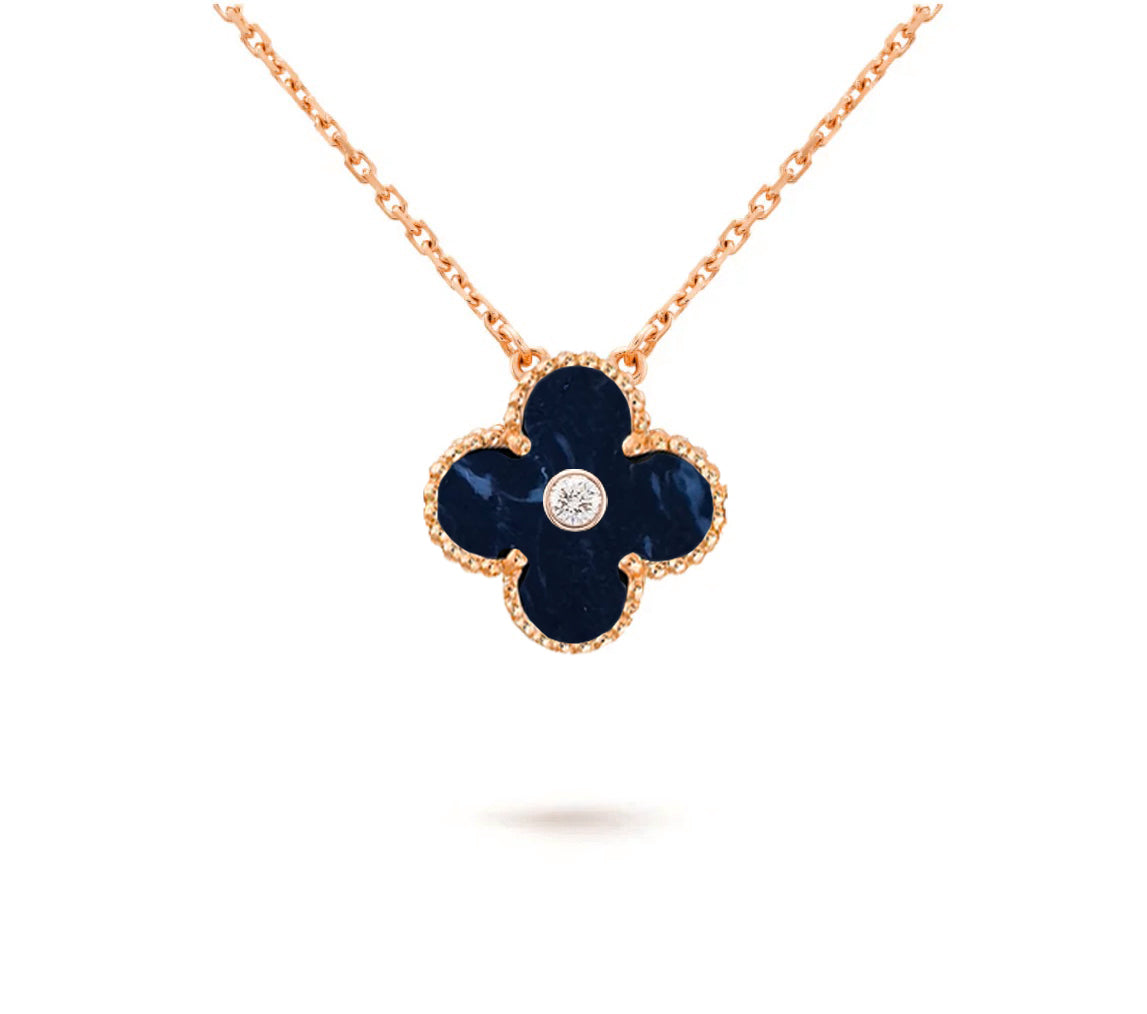 [NOBLE AURA]CLOVER 15MM DIAMOND SINGLE FLOWER NECKLACE COLLECTION
