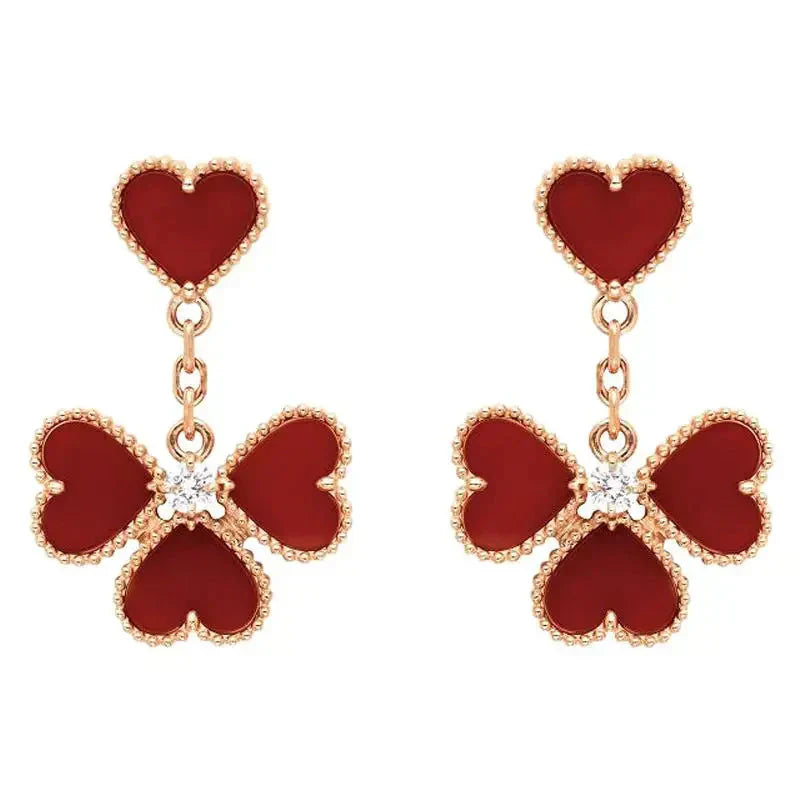 [NOBLE AURA]SWEET CLOVER CARNELIAN EARRINGS