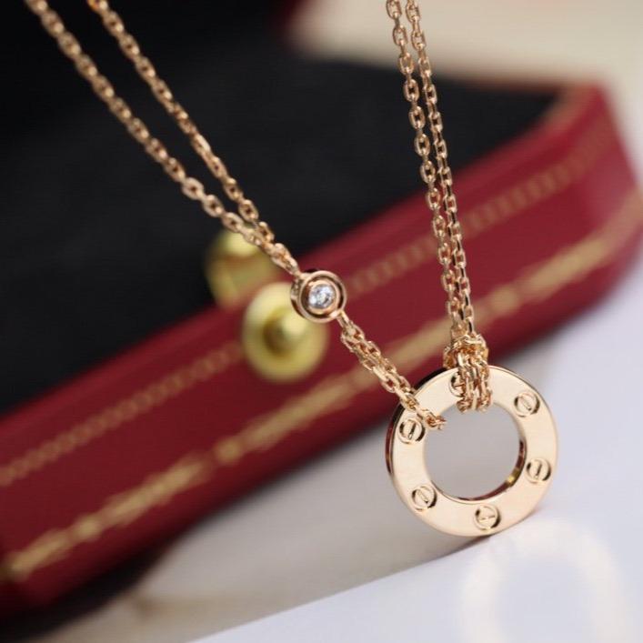 [NOBLE AURA]LOVE NECKLACE ADJUSTABLE ROSE GOLD 2 DIAMOND