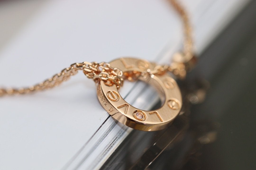 [NOBLE AURA]LOVE NECKLACE ADJUSTABLE ROSE GOLD 2 DIAMOND