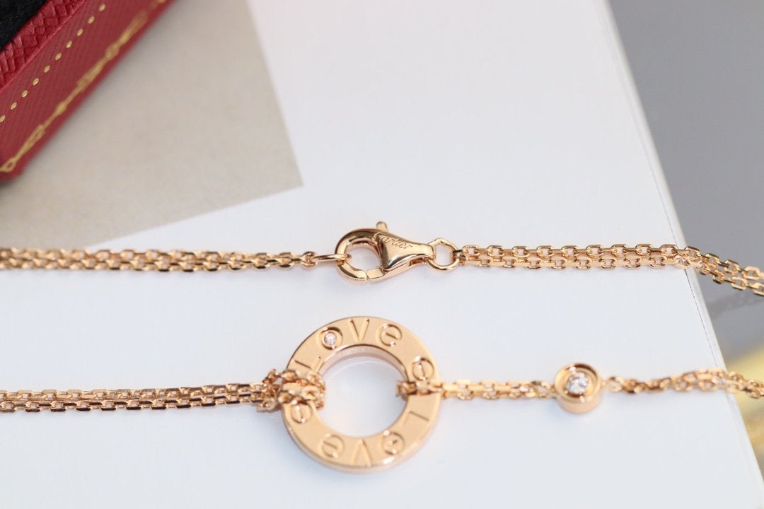 [NOBLE AURA]LOVE NECKLACE ADJUSTABLE ROSE GOLD 2 DIAMOND