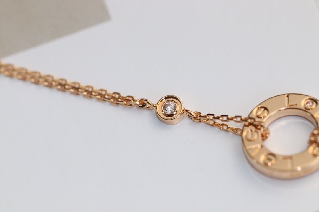 [NOBLE AURA]LOVE NECKLACE ADJUSTABLE ROSE GOLD 2 DIAMOND
