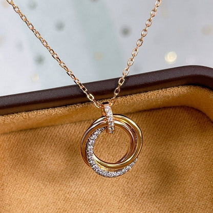 [NOBLE AURA]TRINITY NECKLACE SILVER GOLD PINK GOLD DIAMONDS