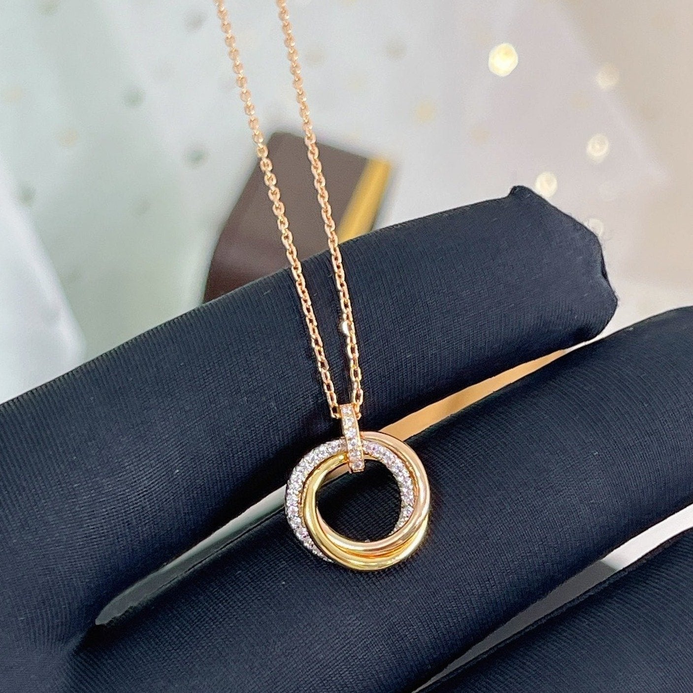 [NOBLE AURA]TRINITY NECKLACE SILVER GOLD PINK GOLD DIAMONDS