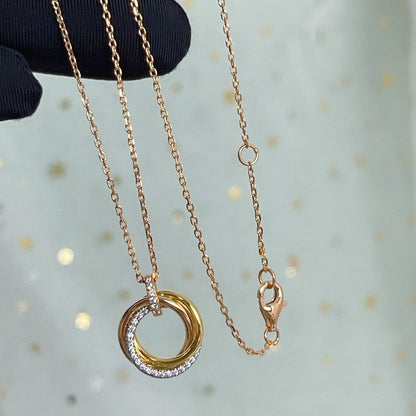 [NOBLE AURA]TRINITY NECKLACE SILVER GOLD PINK GOLD DIAMONDS