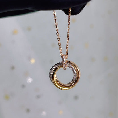 [NOBLE AURA]TRINITY NECKLACE SILVER GOLD PINK GOLD DIAMONDS