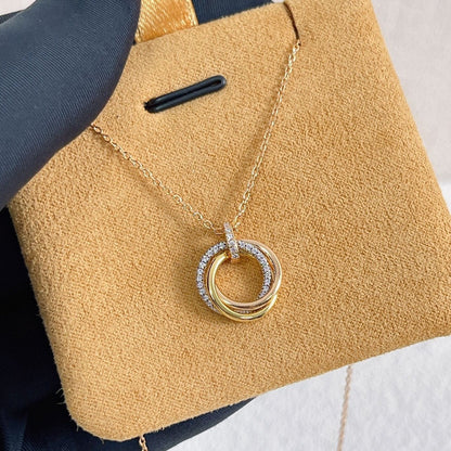 [NOBLE AURA]TRINITY NECKLACE SILVER GOLD PINK GOLD DIAMONDS