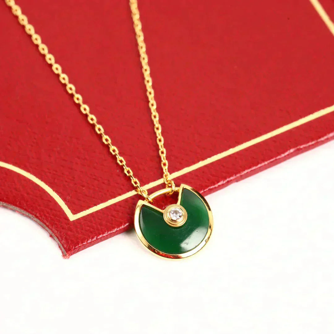 [NOBLE AURA]AMULETTE GOLD MALACHITE NECKLACE