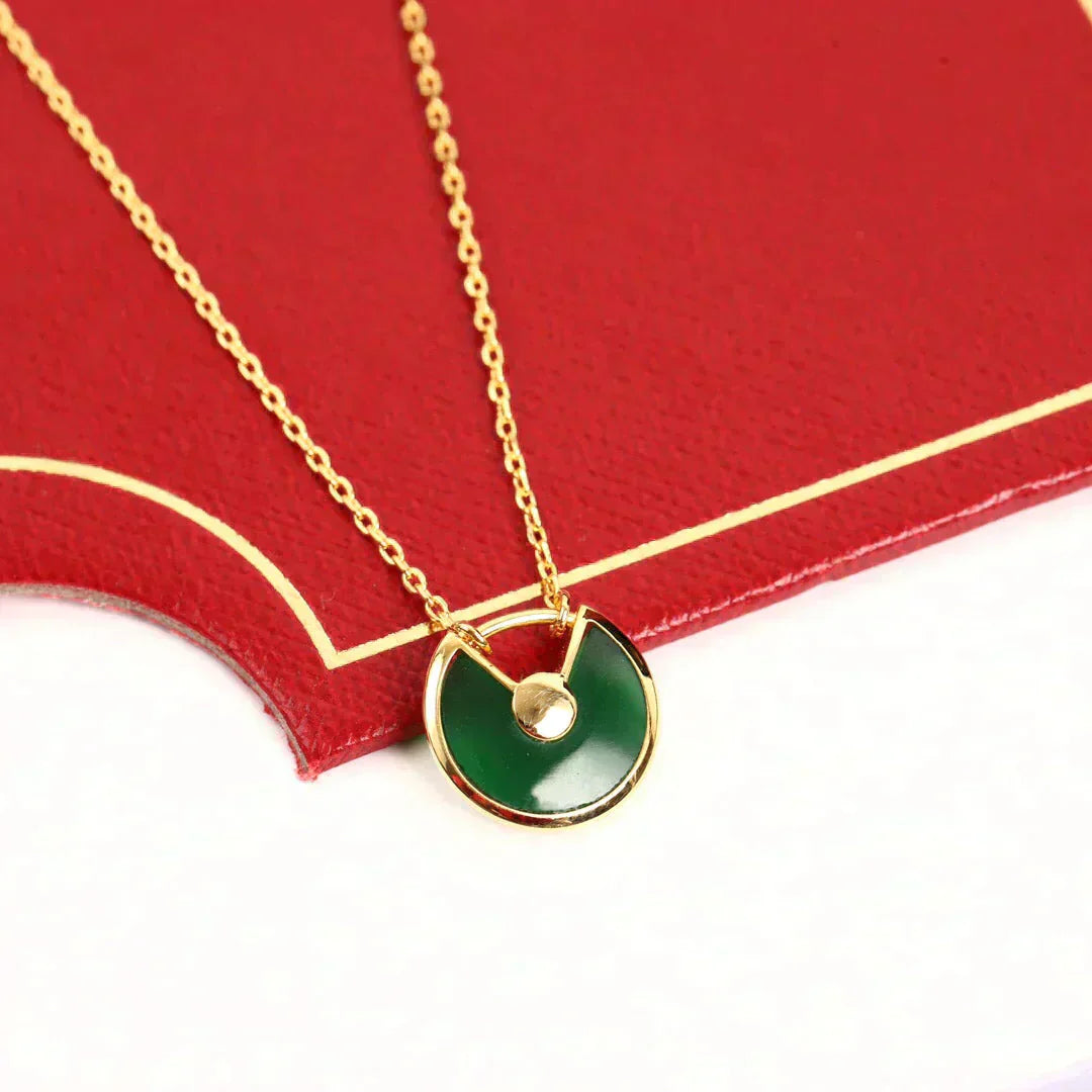 [NOBLE AURA]AMULETTE GOLD MALACHITE NECKLACE