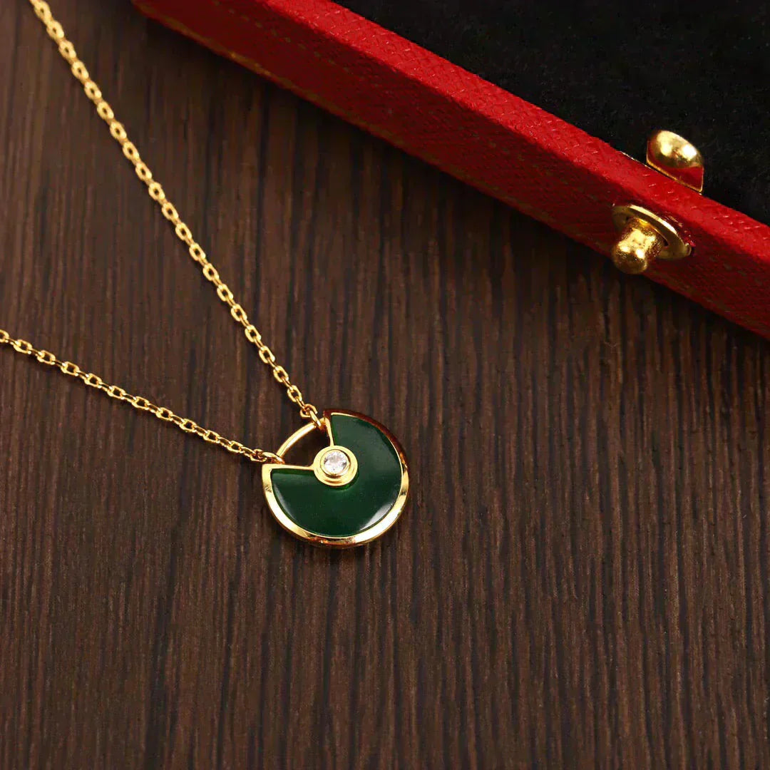 [NOBLE AURA]AMULETTE GOLD MALACHITE NECKLACE