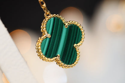 [NOBLE AURA]CLOVER EARRINGS GOLD MALACHITE DIAMOND 3 MOTIF