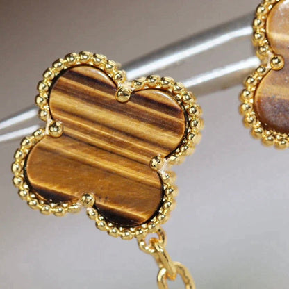 [NOBLE AURA]CLOVER  2 MOTIF  TIGER EYE CARNELIAN EARRINGS