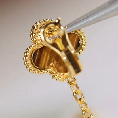 [NOBLE AURA]CLOVER  2 MOTIF  TIGER EYE CARNELIAN EARRINGS