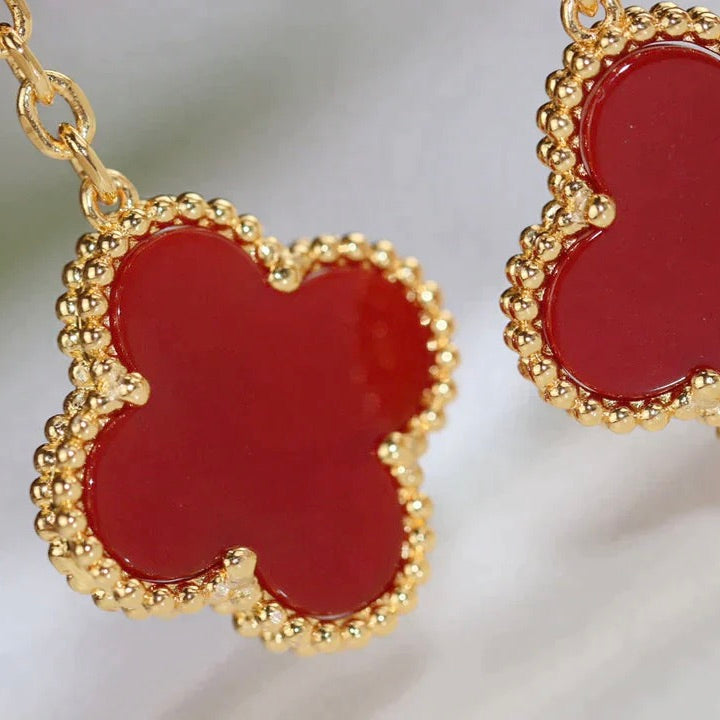 [NOBLE AURA]CLOVER  2 MOTIF  TIGER EYE CARNELIAN EARRINGS