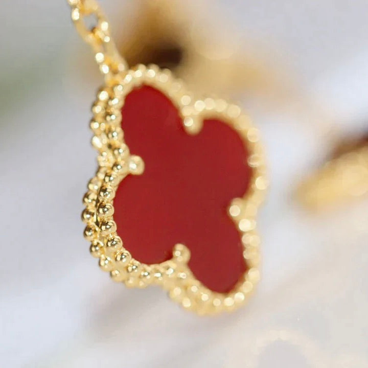 [NOBLE AURA]CLOVER  2 MOTIF  TIGER EYE CARNELIAN EARRINGS