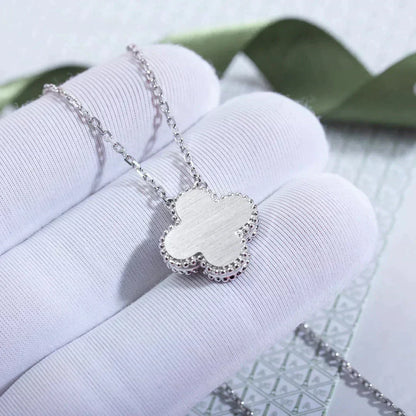 [NOBLE AURA]CLOVER  15MM DIAMOND LASER NECKLACE SILVER