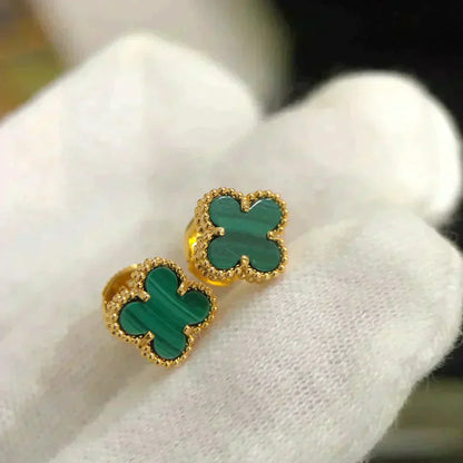 [NOBLE AURA]CLOVER MINI 9.5MM MALACHITE  EARRINGS