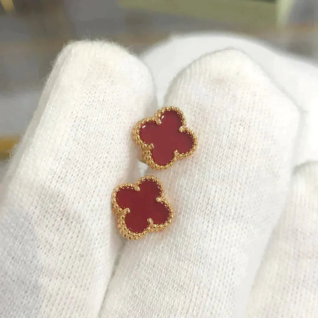 [NOBLE AURA]CLOVER MINI 9.5MM CARNELIAN EARRINGS
