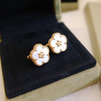 [NOBLE AURA]LUCKY PINK GOLD WHITE MOP EARRINGS
