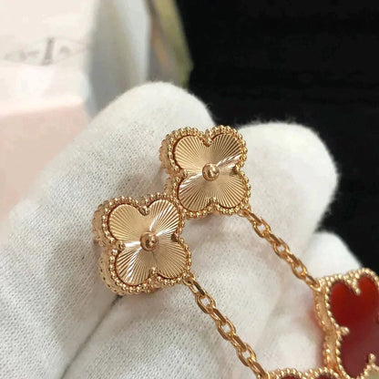 [NOBLE AURA]CLOVER 2 MOTIF  LASER CARNELIAN EARRINGS