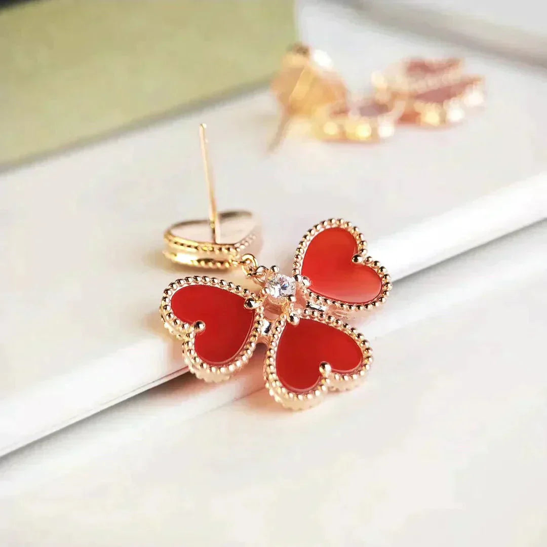[NOBLE AURA]SWEET CLOVER CARNELIAN EARRINGS