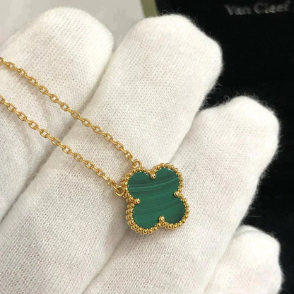 [NOBLE AURA]CLOVER 15MM MALACHITE SINGLE FLOWER  NECKLACE