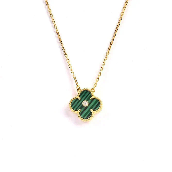 [NOBLE AURA]CLOVER 15MM DIAMOND TURQUOISE NECKLACE