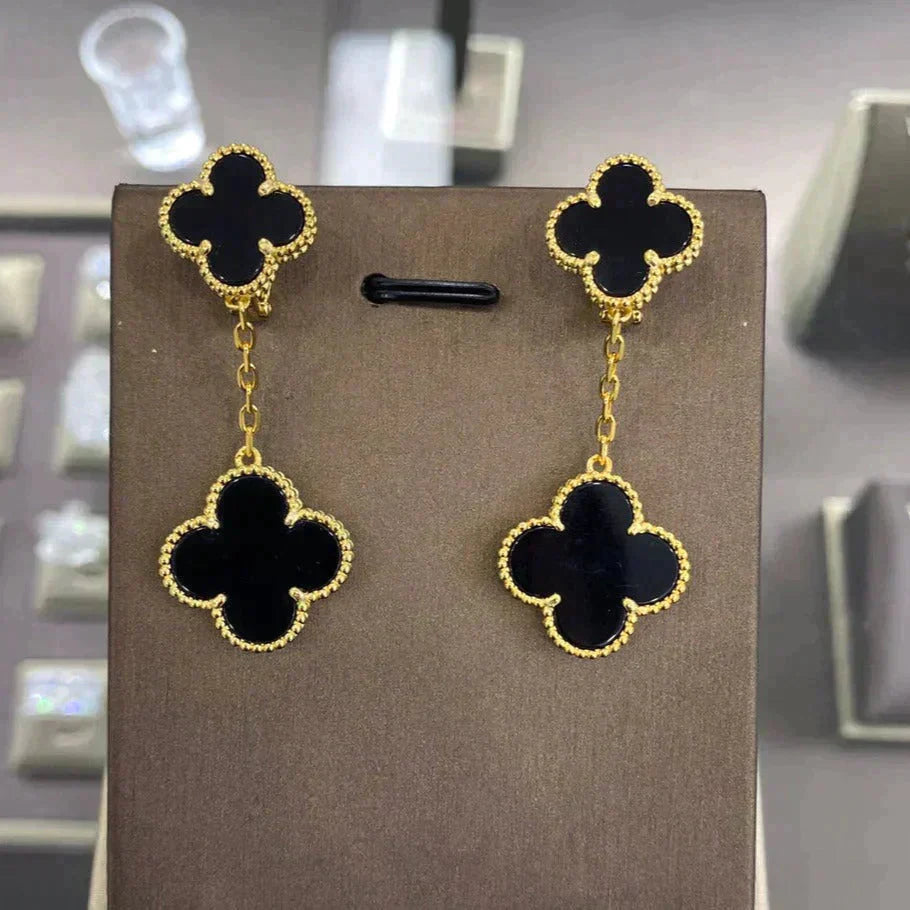 [NOBLE AURA]CLOVER 2 MOTIFS  EARRINGS (MULTIPLE CHOICESC