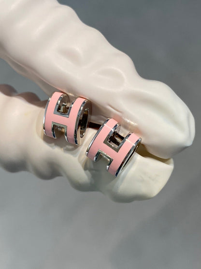 [NOBLE AURA]MINI POP H SILVER EARRINGS PINK