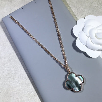 [NOBLE AURA]CLOVER 25MM GOLD DARK MOP BIG CLOVER NECKLACE