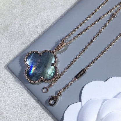 [NOBLE AURA]CLOVER 25MM GOLD DARK MOP BIG CLOVER NECKLACE