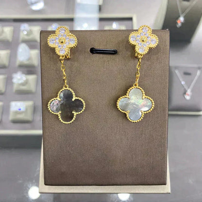 [NOBLE AURA]CLOVER  2 MOTIFS  DIAMOND  EARRINGS (MULTIPLE CHOICESç´