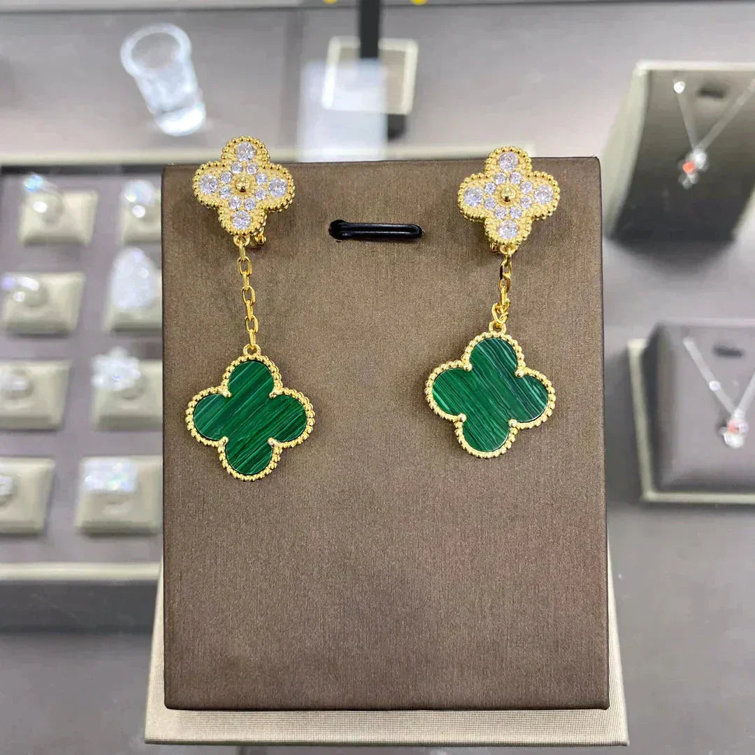 [NOBLE AURA]CLOVER  2 MOTIFS  DIAMOND  EARRINGS (MULTIPLE CHOICESç´
