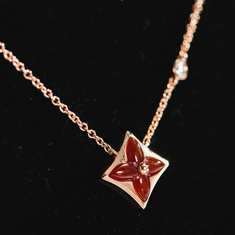 [NOBLE AURA]STAR NECKLACE PINK GOLD 1 DIAMOND