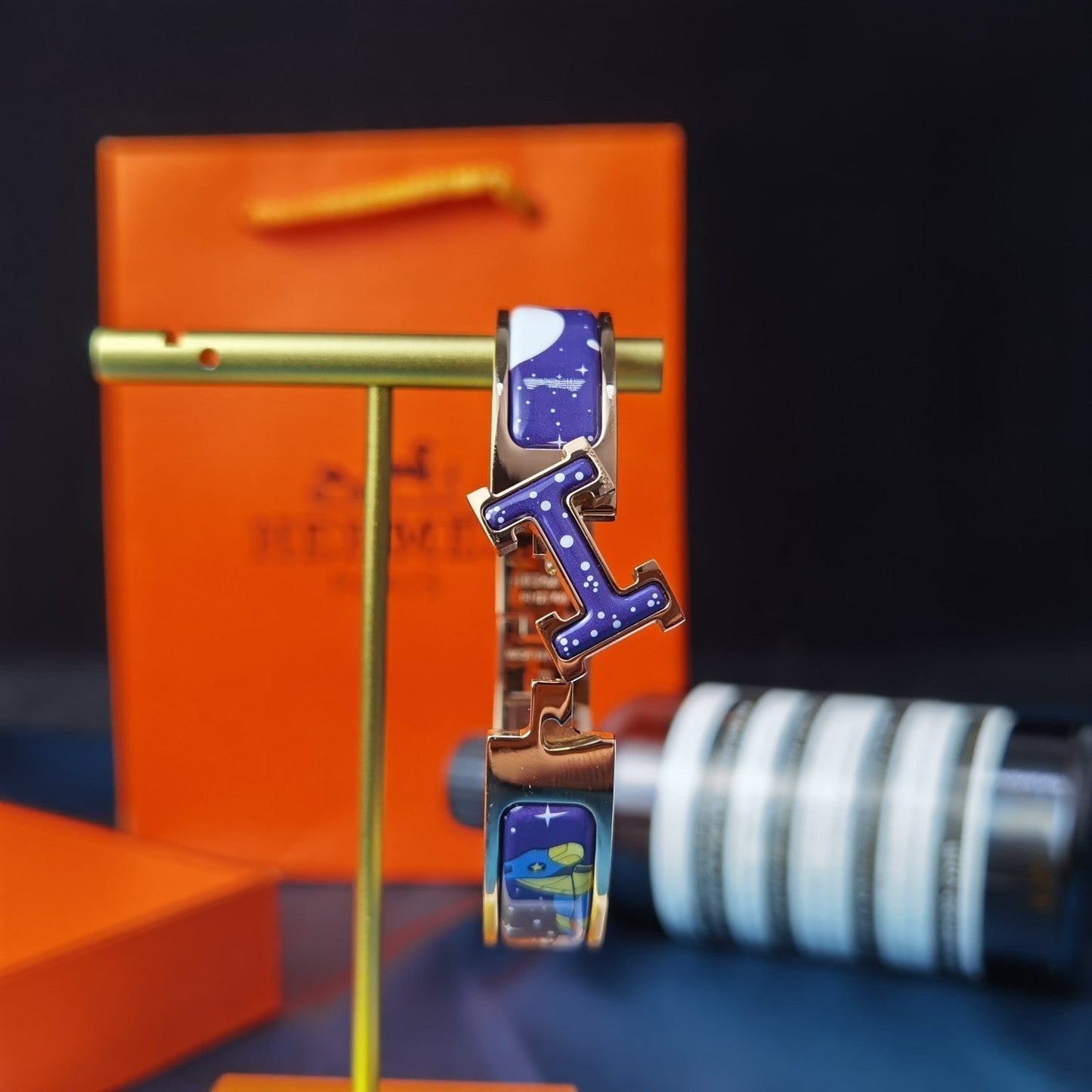 [NOBLE AURA]H STAR AND MOON BRACELET 12MM